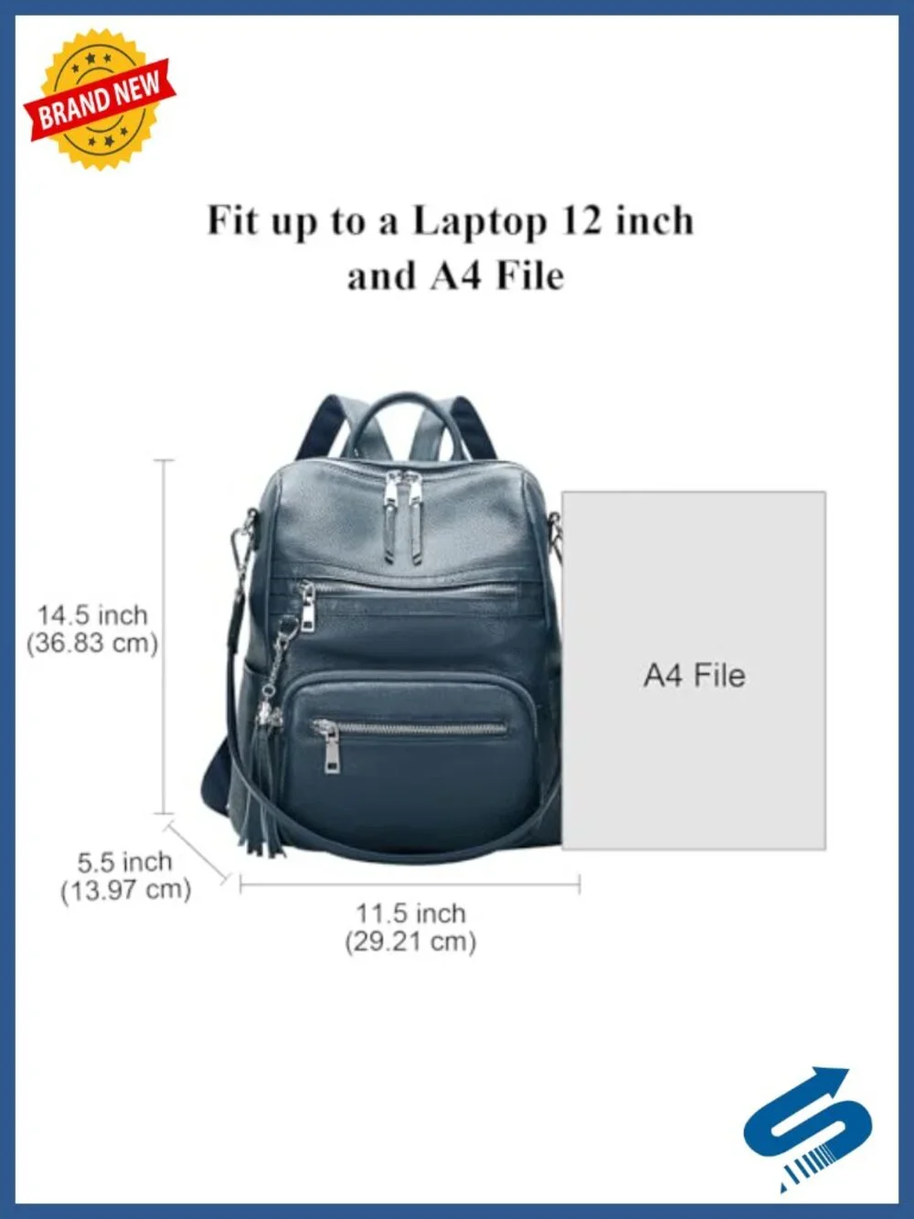 Genuine Leather Backpack for Women Large Capacity Shoulder Bag Fits iPad Laptop